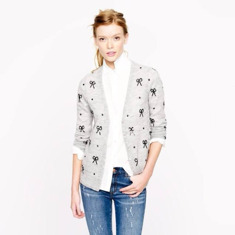 J. Crew sequin bow cardigan